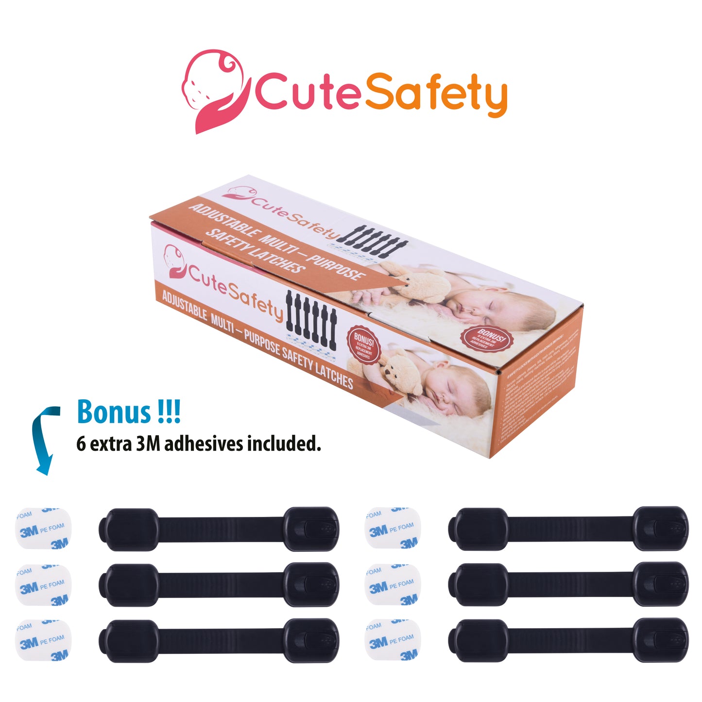 CUTESAFETY Child Safety Locks Black (6 Pack)