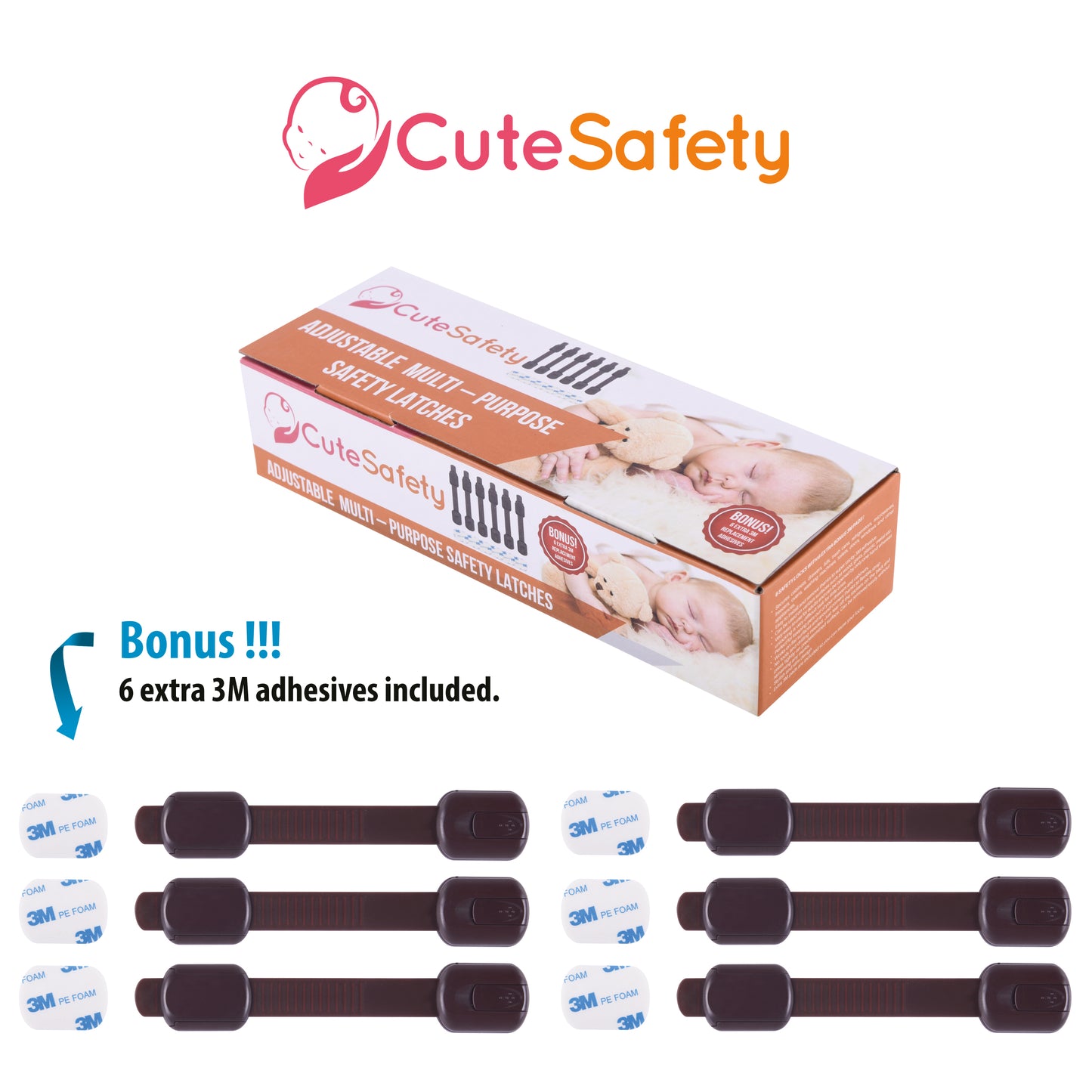 CUTESAFETY Child Safety Locks Brown (6 Pack)