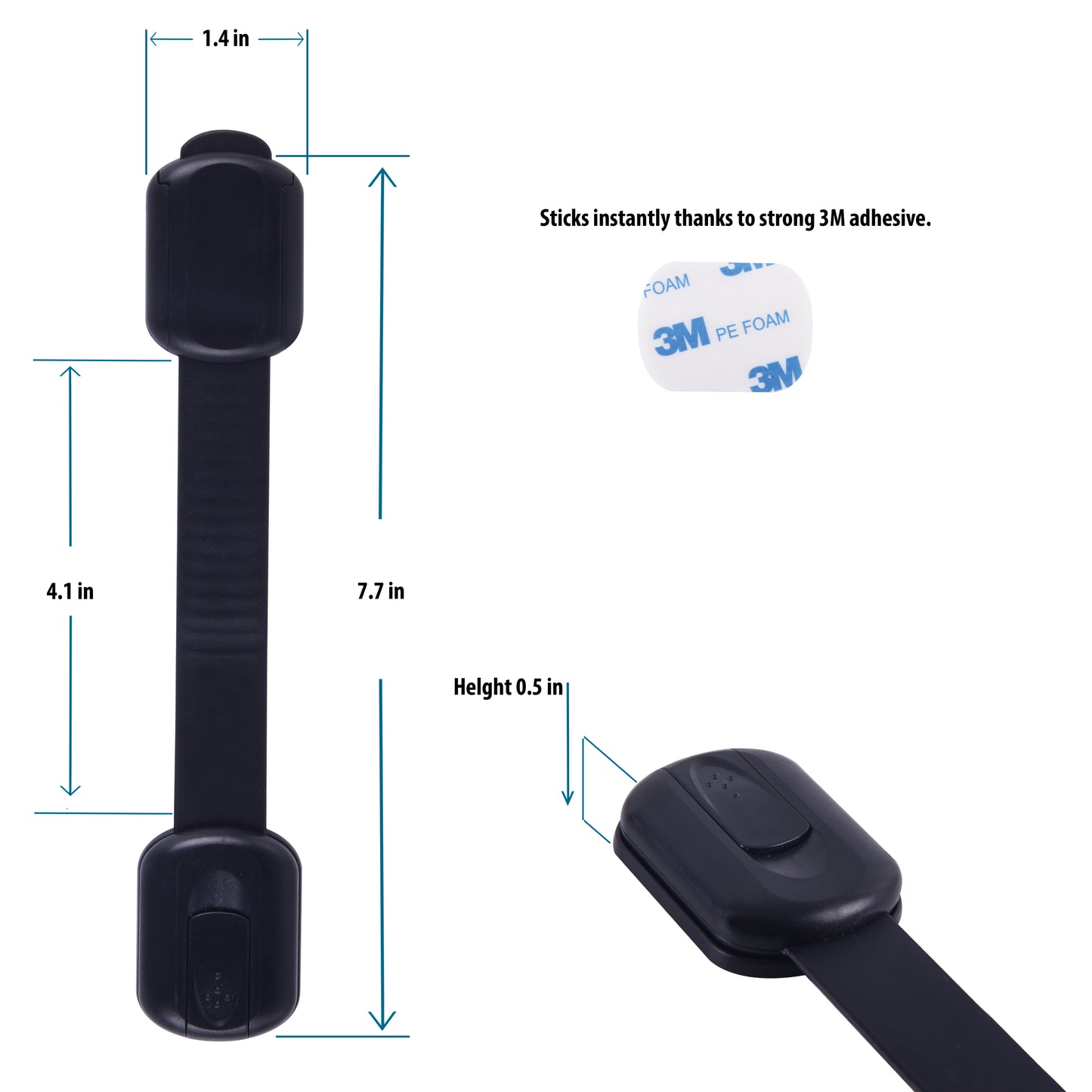 CUTESAFETY Child Safety Locks Black (4 Pack)