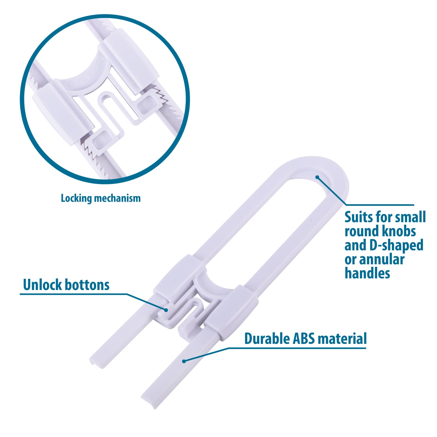 CUTESAFETY Sliding Cabinet Locks White (2 Pack)